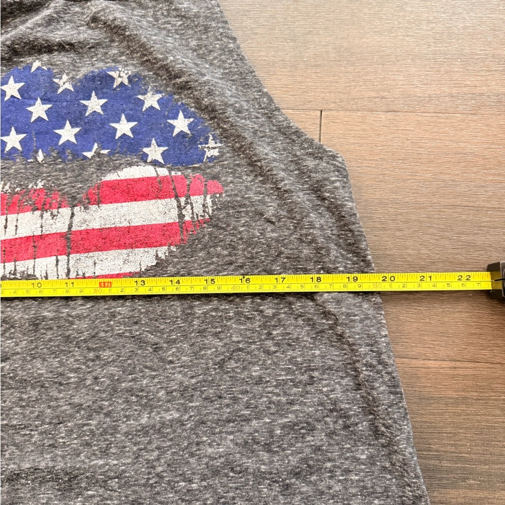 Modern Lux Gray Racerback Tank with American Flag Lip Graphic - Picture 3 of 5